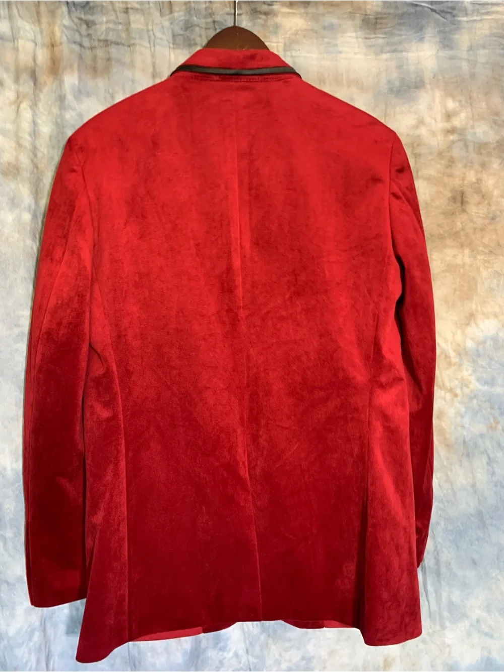 INC International Concepts Medium Size Red Velvet Blazer with Black Trim